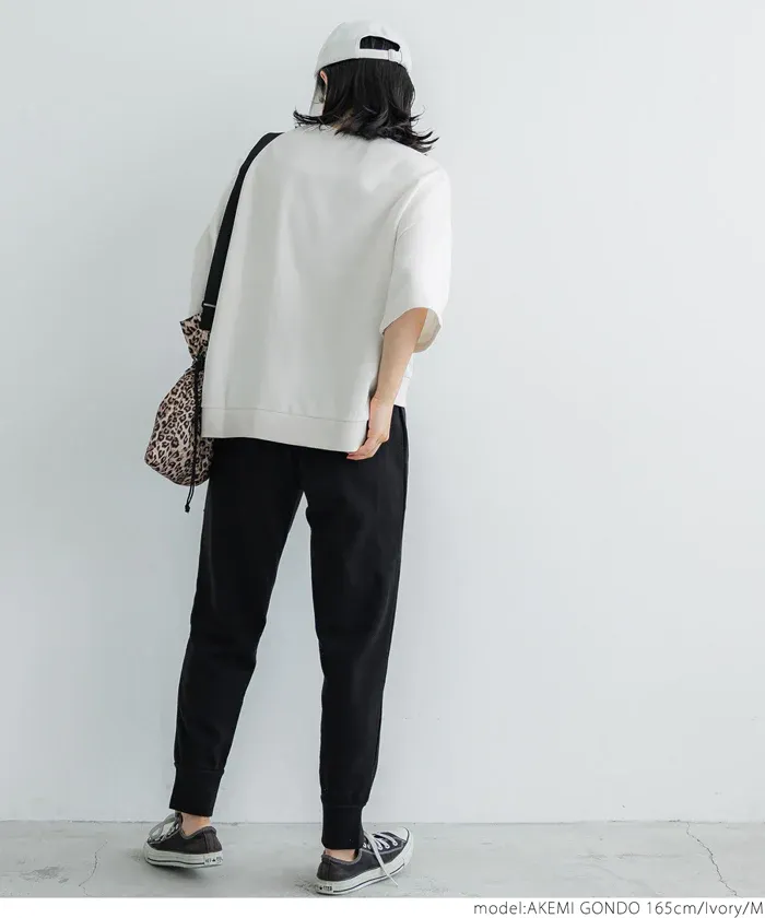 日本 COCA - 百搭前短後長五分袖上衣-杏