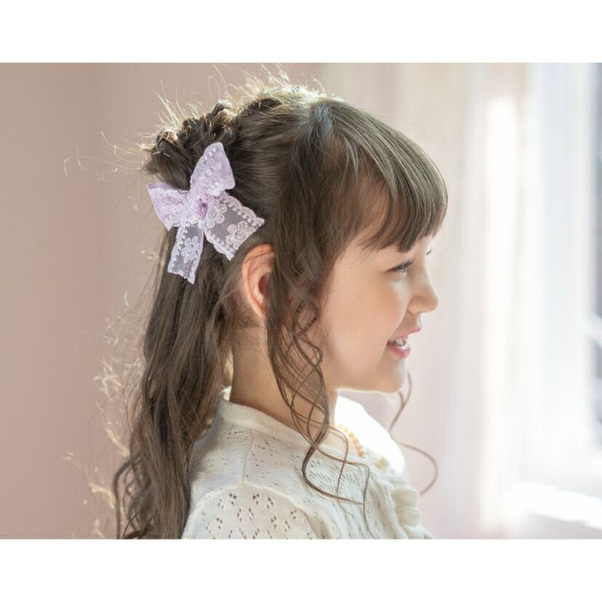 日本 Catherine Cottage - 夢幻蕾絲刺繡蝴蝶夾髮夾(2入組)-米杏