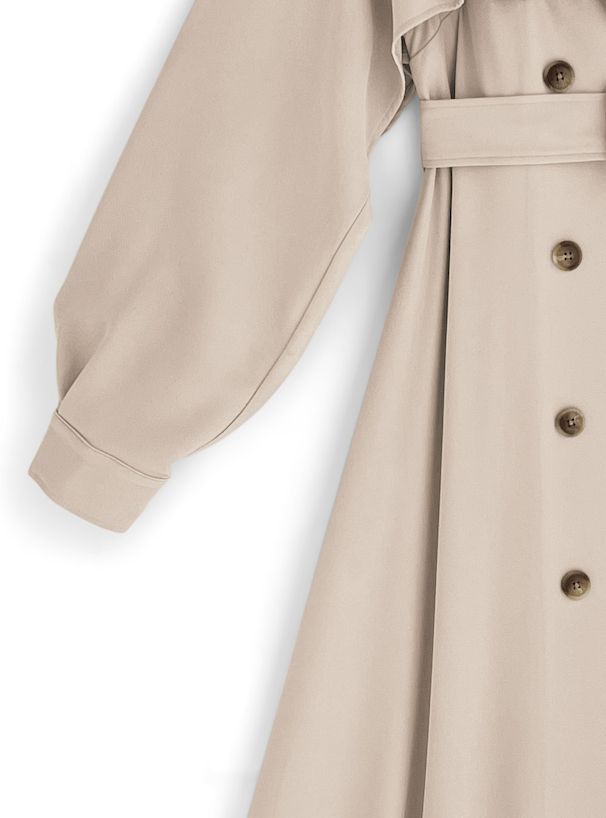 日本 GRL - 春日陽光綁帶長版風衣-卡其