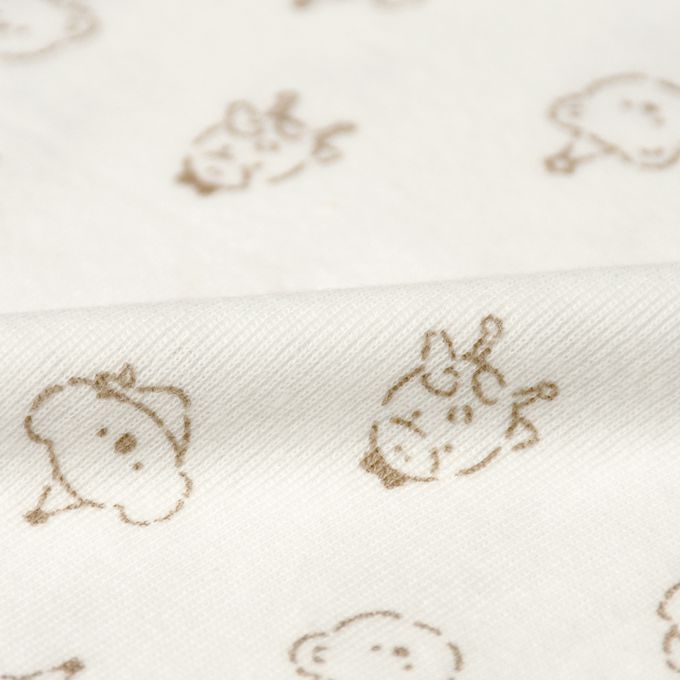 akachan honpo - 長袖蝴蝶裝2件組-按扣款 動物園-米白色 (50~60cm)