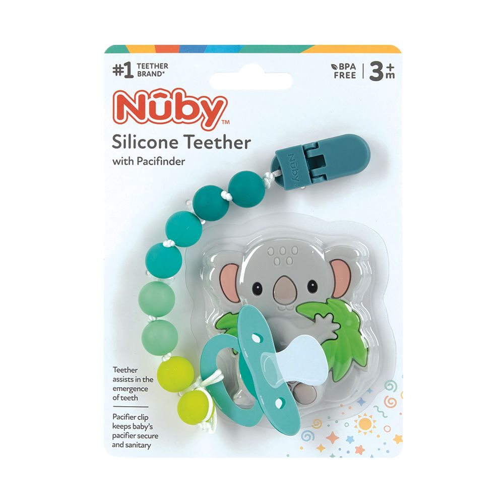 Nuby - 造型矽膠固齒奶嘴鍊組-無尾熊