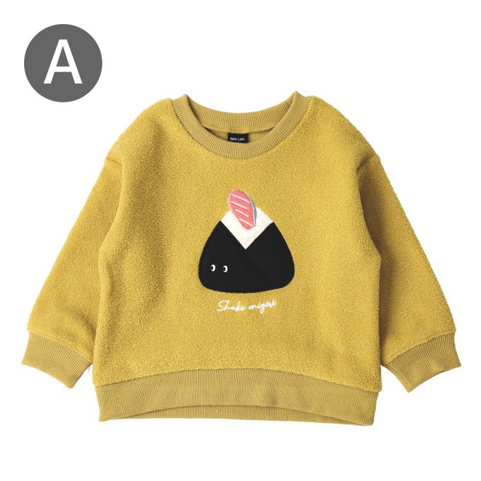 日本 ZOOLAND - 食物刺繡裏起毛長袖上衣-鯛魚燒-灰藍