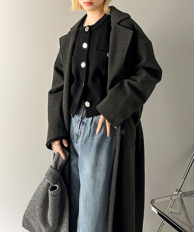 日本 Classical Elf - 風格金屬扣時尚短版開襟外套-黑