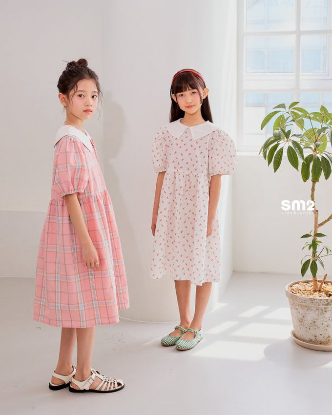 韓國 sm2 - Lovely印花泡泡袖洋裝-滿版玫瑰-象牙白