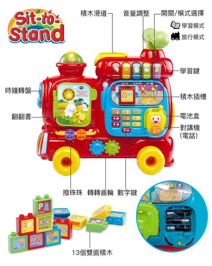 Vtech - 4合1智慧積木學習車-紅色-正版代理商公司貨