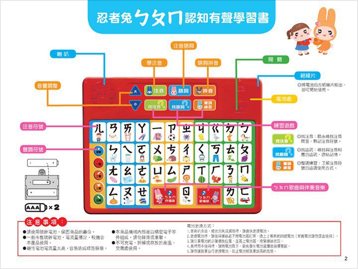忍者兔ㄅㄆㄇ認知有聲學習書