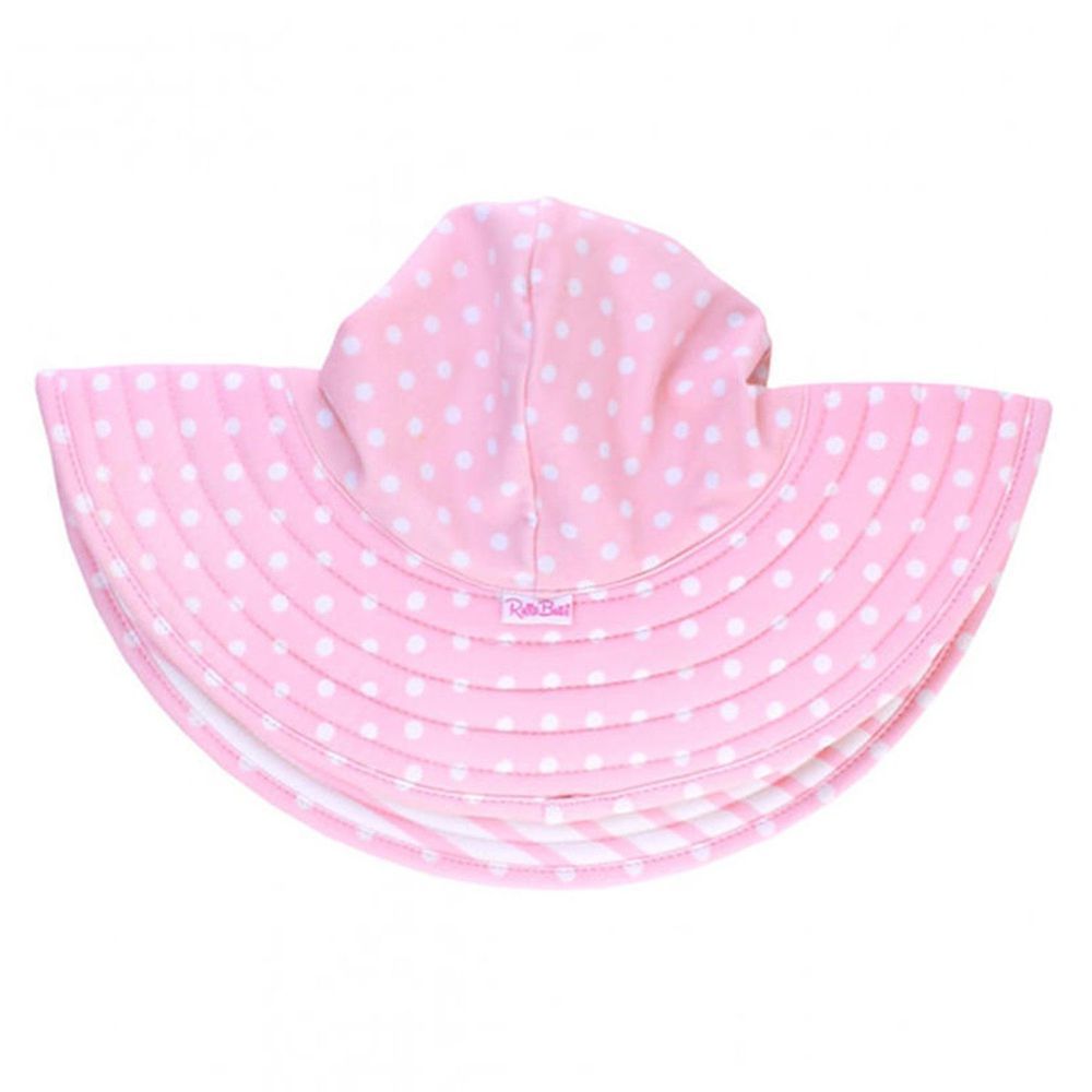 美國 RuffleButts - 嬰幼兒雙面配戴遮陽帽-粉色波爾卡