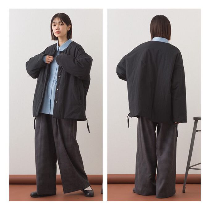 日本 OMNES - 側拉鍊造型科技羽絨無領保暖外套-淺卡其