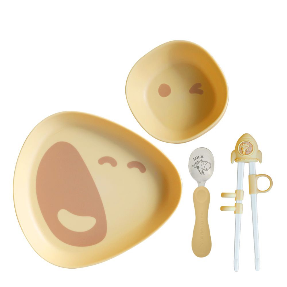 環保rPET兒童防滑學習餐具4件組-長頸鹿