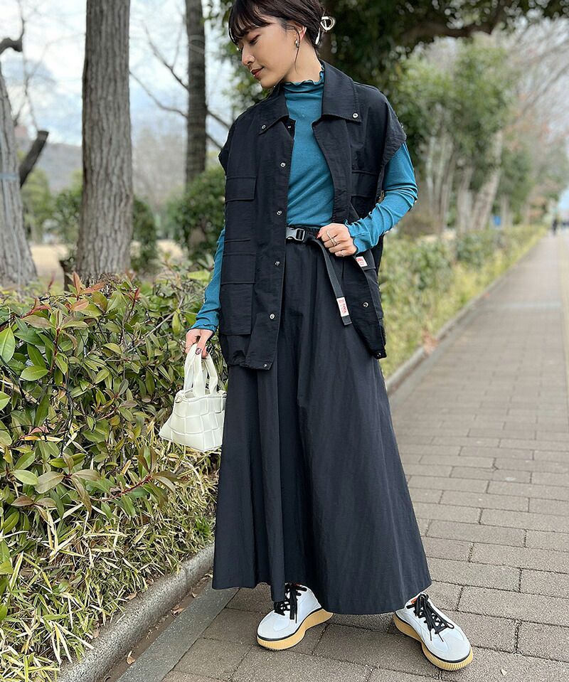 日本 Classical Elf - 街頭風綁帶修身長裙-摩卡棕