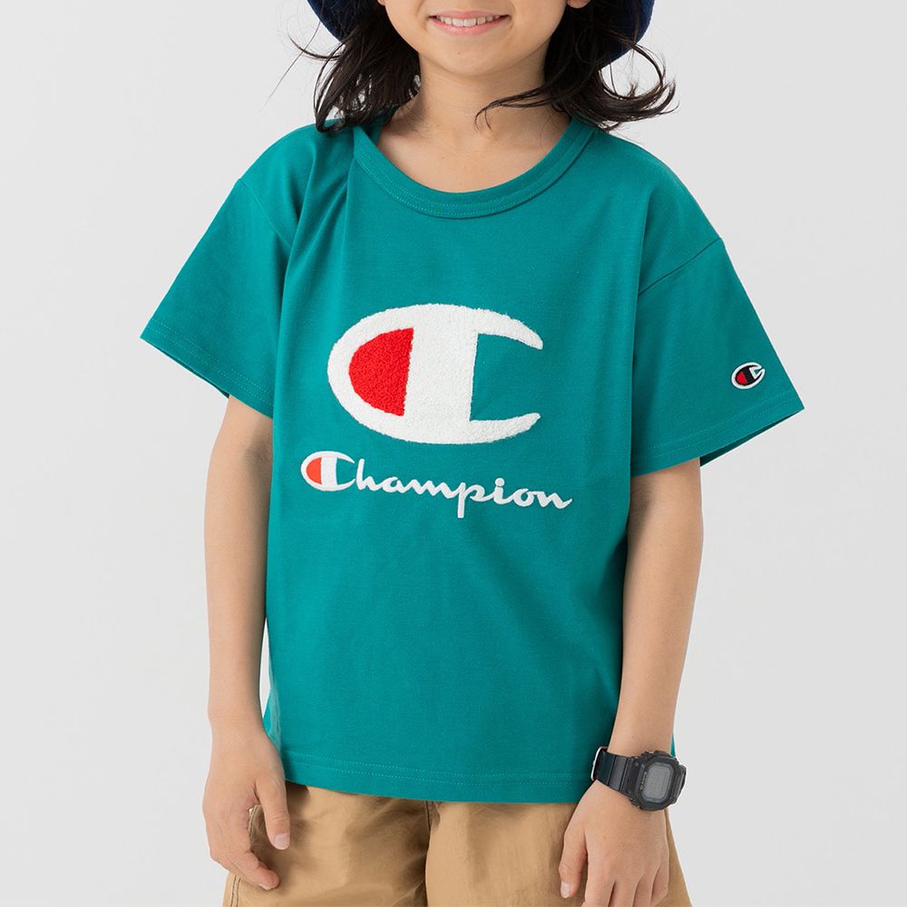Champion聯名 刺繡大LOGO短袖上衣-濃綠