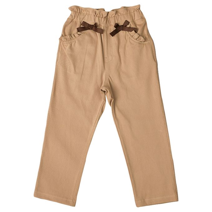 akachan honpo - 10分褲-口袋荷葉邊-淺卡其色