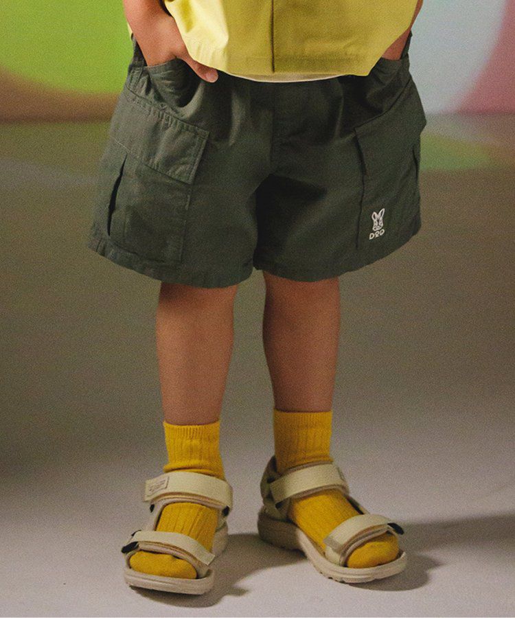 日本 BREEZE - 聯名款 口袋工裝風帥氣4分短褲-撞色-橘藍系