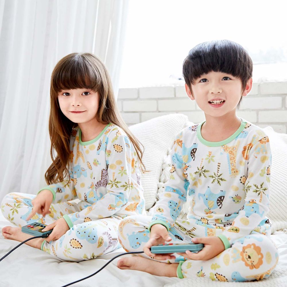 ZIHOU - 兒童秋季純棉居家服-童趣動物風