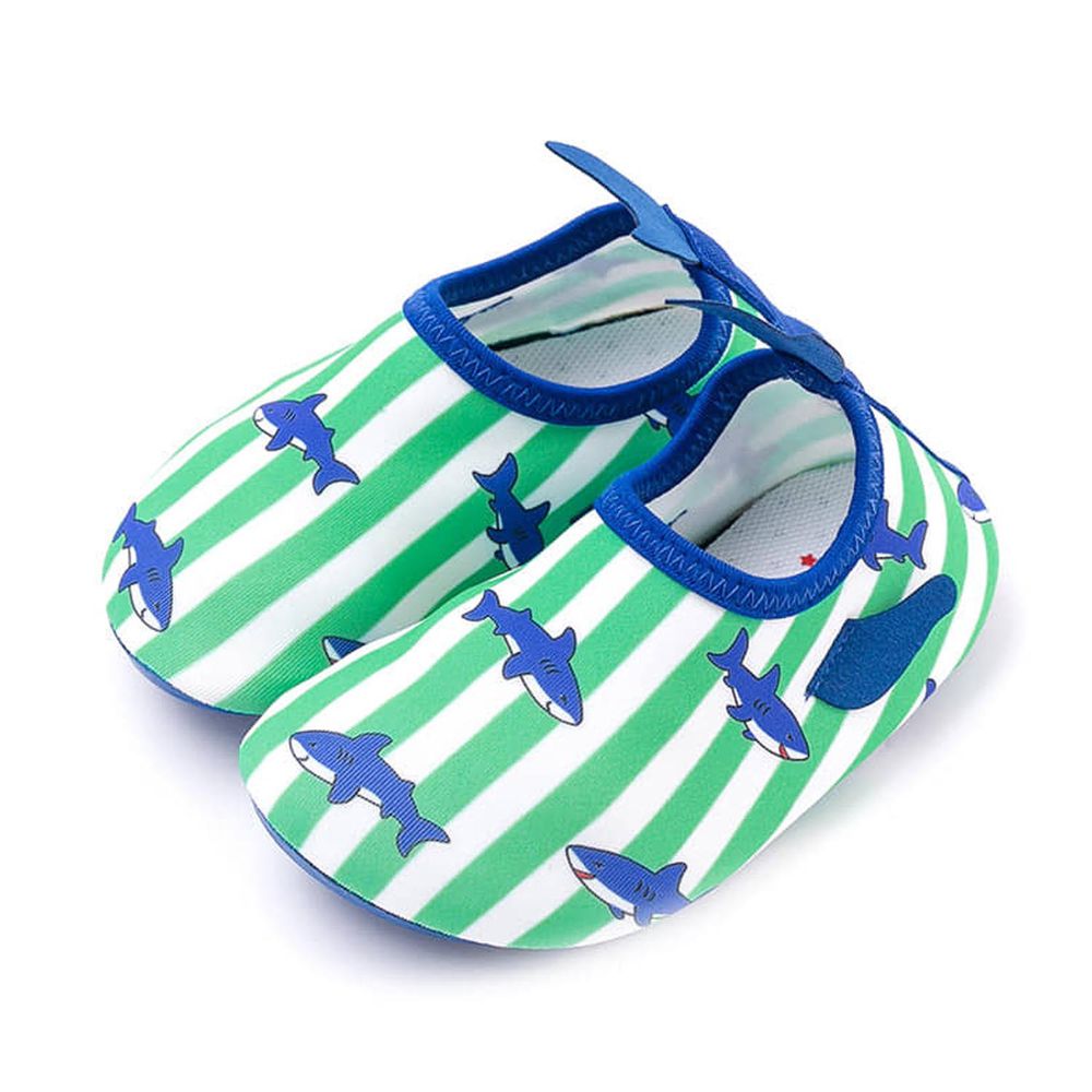 韓國 OZKIZ - 輕量/防滑兒童沙灘鞋/戲水鞋-條紋鯊魚