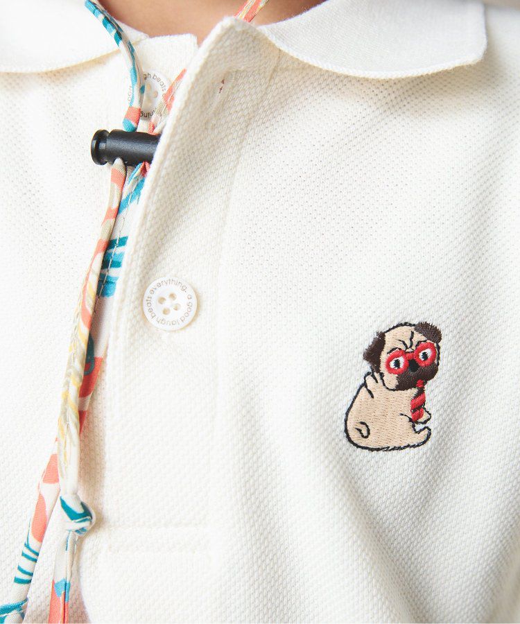 日本 BREEZE - 童趣動物刺繡短袖POLO衫-滑板鴨-深藍