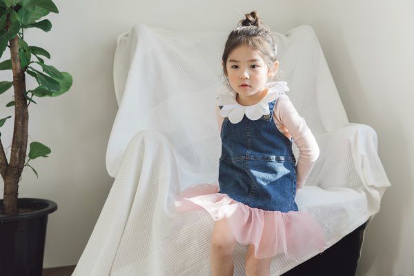 韓國 Blueberry - 拼接牛仔吊帶紗裙 5號[90-95cm]