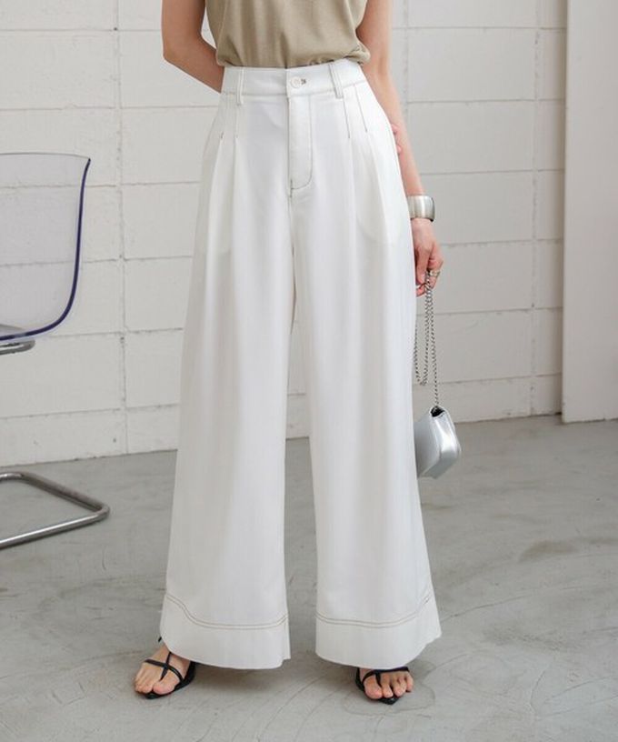 日本 Bab - 簡潔縫線俐落寬版長褲-灰