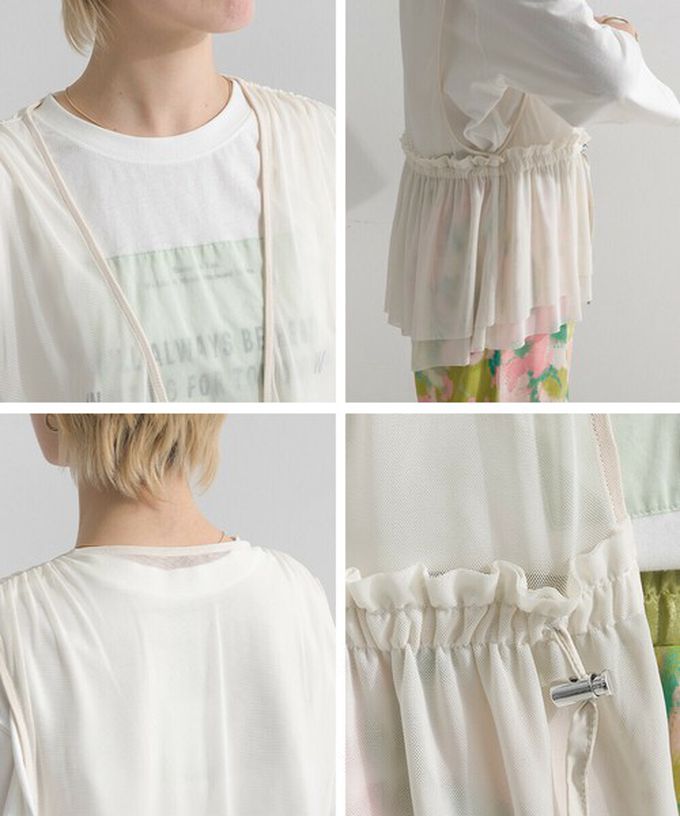 日本 le colis - 仙氣薄紗層次穿搭背心(腰抽繩)-暈染紫