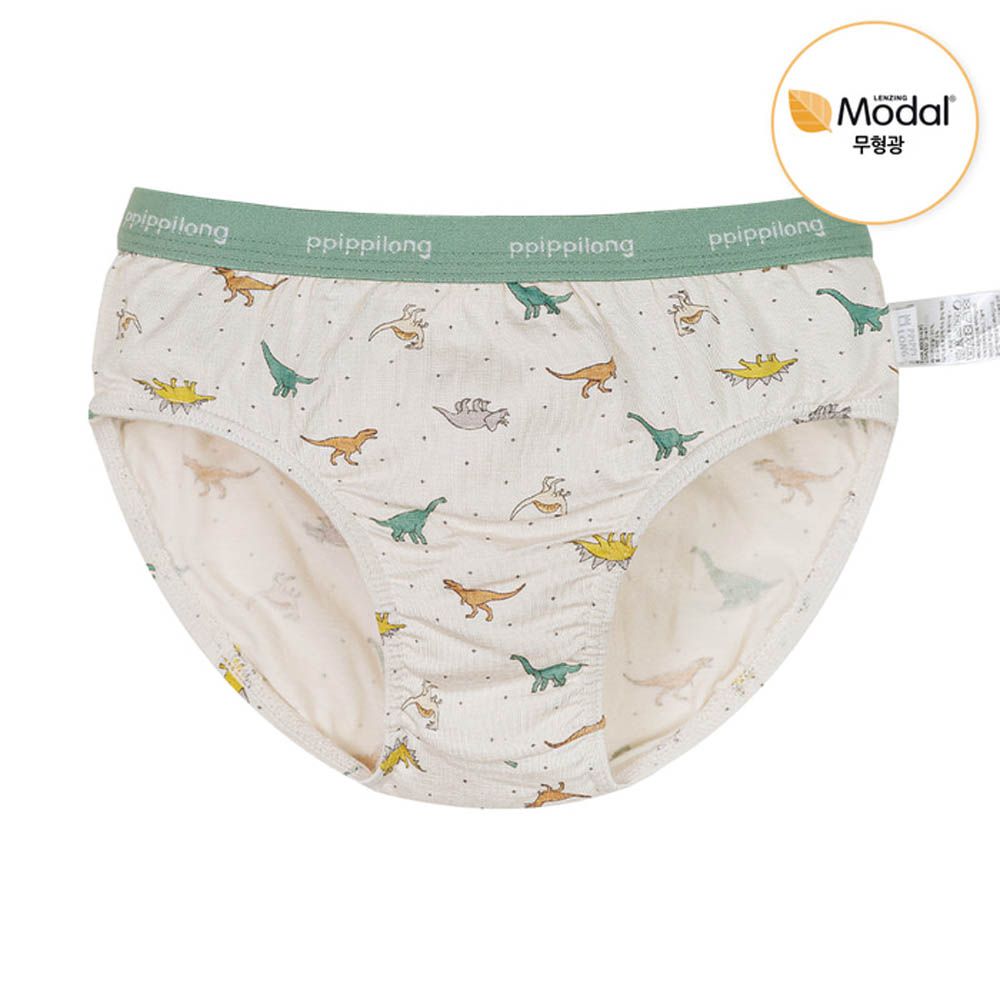 莫代爾親膚絲滑三角褲(男寶)-野生手繪恐龍-米膚