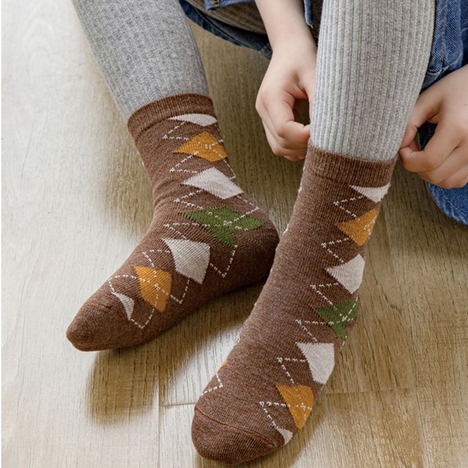 腳ㄚ子 - 兒童棉質中筒襪-紳士熊寶