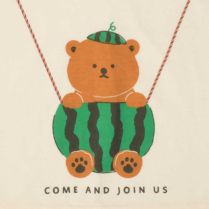 akachan honpo - 短袖T恤-印花 熊熊-象牙白色