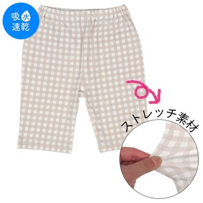 akachan honpo - 5分內搭褲-格紋-灰色 (100cm)