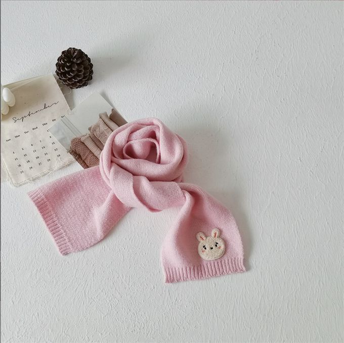 Love, Charlotte - 軟糯糯公主粉色小兔子針織圍巾-公主粉 (3歲+)