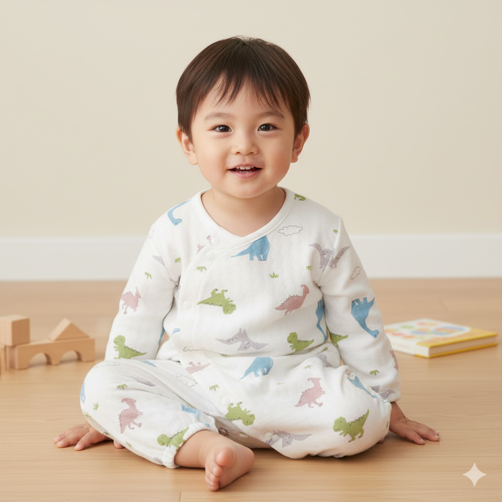 幼兒連身衣--恐龍-軍綠色-日本製