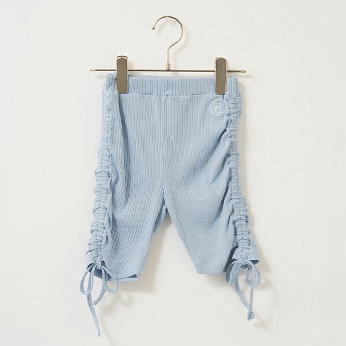 日本 Lycee mine - 側綁帶甜心皺摺合身五分褲-炭灰