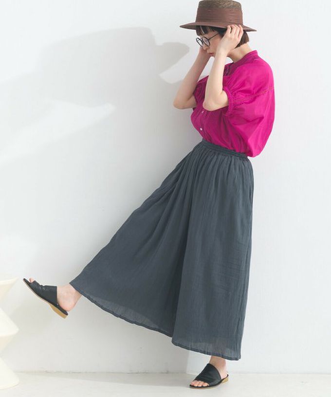 日本 Lupilien - 100%印度棉 輕盈飄逸寬褲-灰軍綠