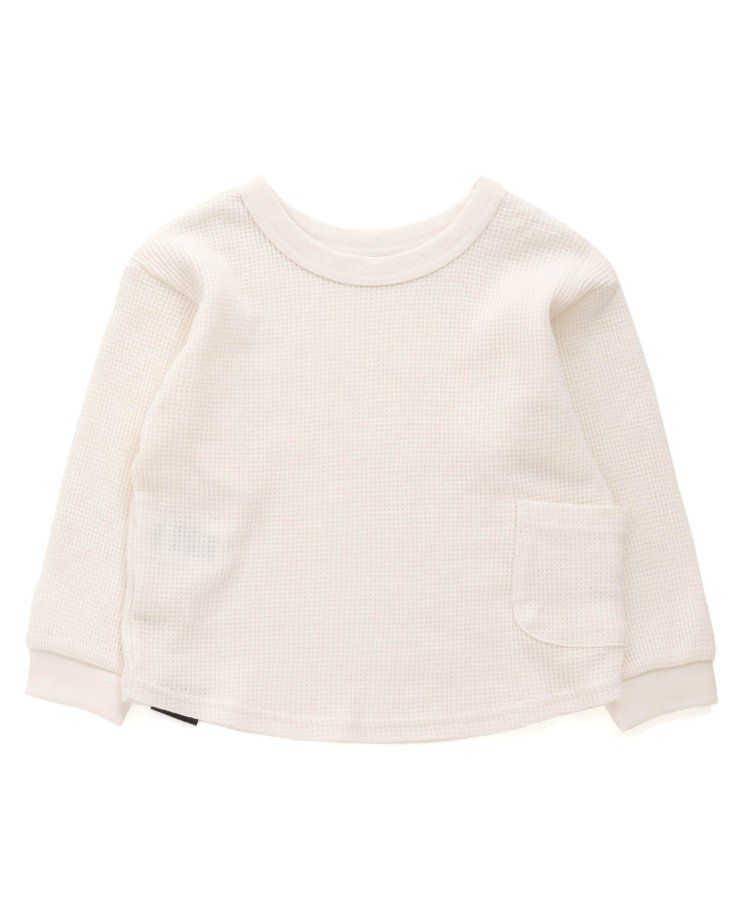 日本 BREEZE - 正反OK！柔軟華夫格長袖上衣-撞色-黃綠灰