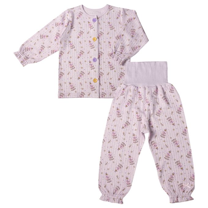 akachan honpo - 長袖家居服 穿衣練習-前開式 獨角獸-紫色