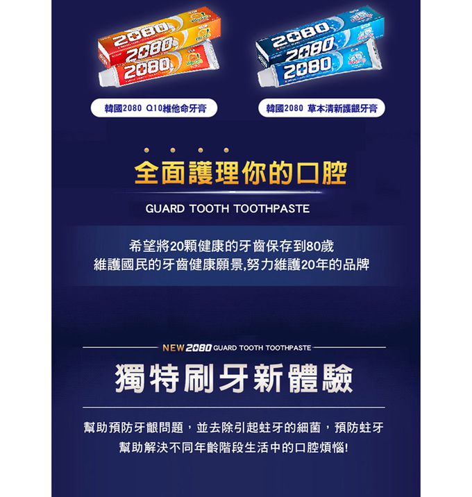 韓國2080 - 綠茶清新護齦牙膏-120gX2入組