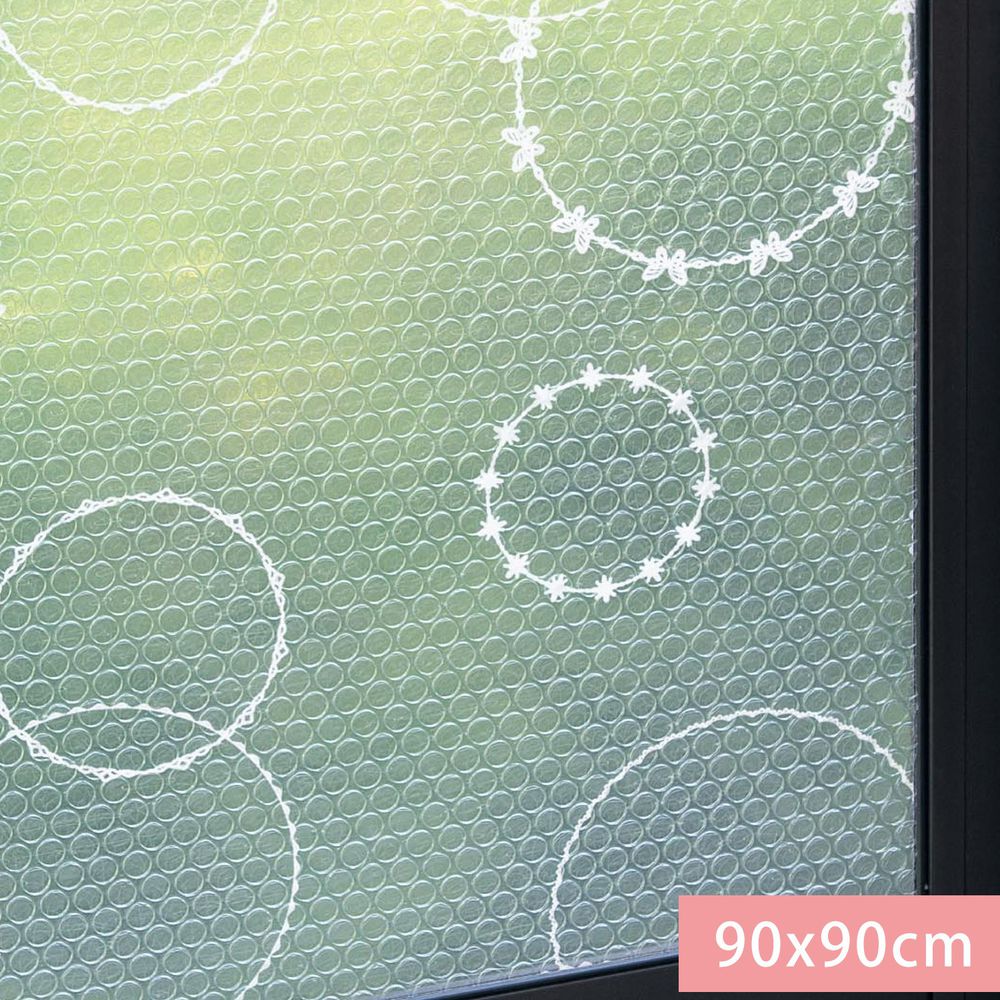 日本千趣會 - 日本製 95%抗UV光影窗貼(氣泡黏貼式)-圓圈線條