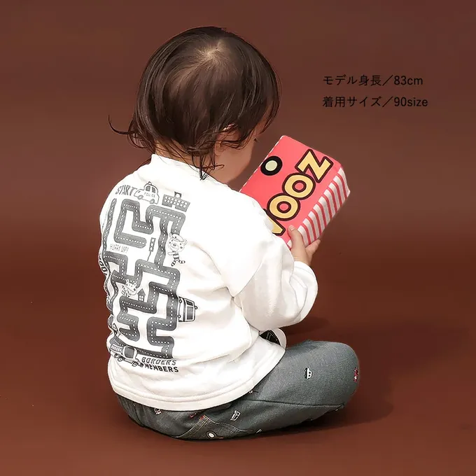 日本 ZOOLAND - 熊熊救援隊 車車印花長袖上衣-消防車-紅