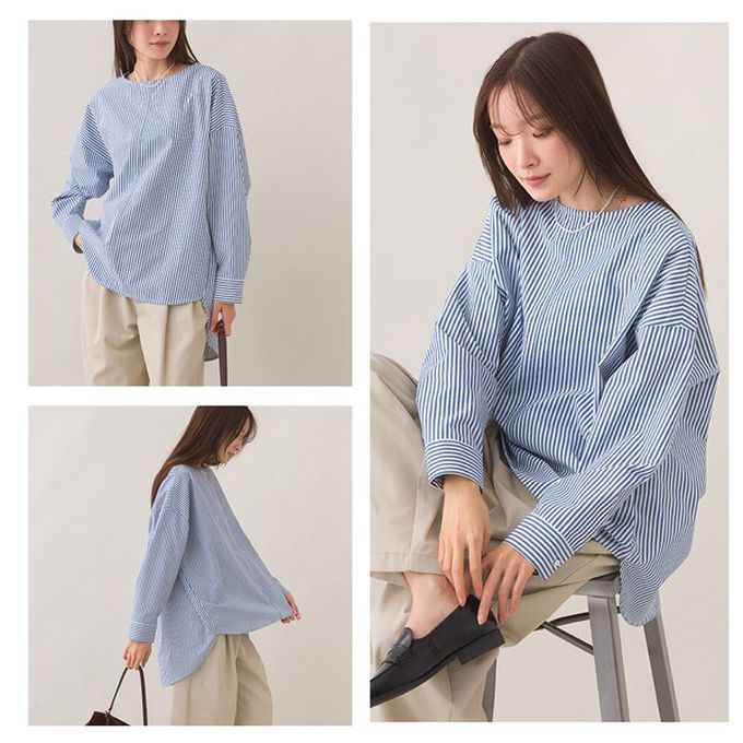 日本 OMNES - 圓弧優雅前短後長修身船領長袖上衣-濃綠