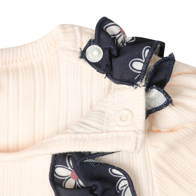 akachan honpo - 長袖假兩件T恤-深藍色