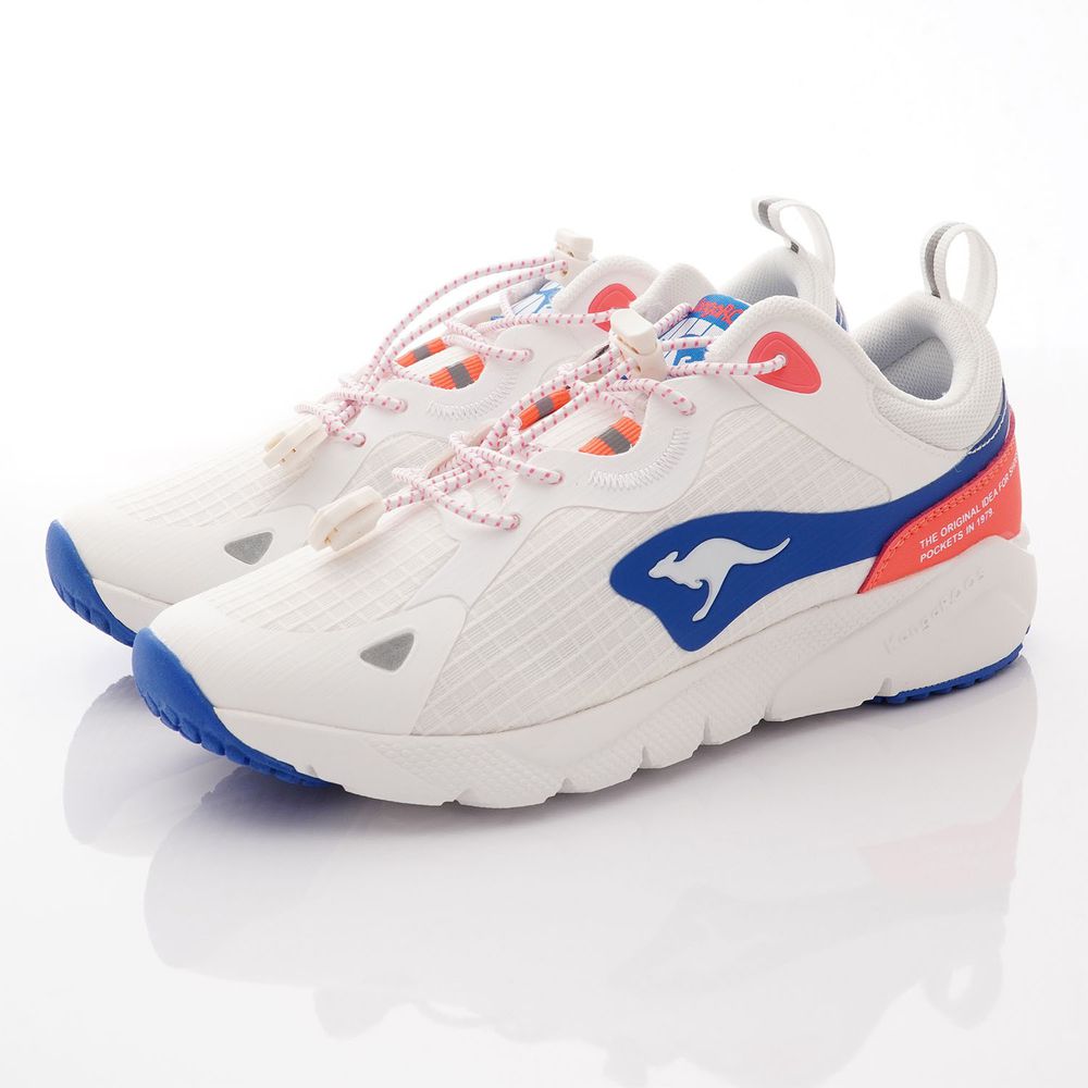 KangaROOS - 美國袋鼠鞋女段束口設計 防潑水跑鞋-運動鞋-白藍
