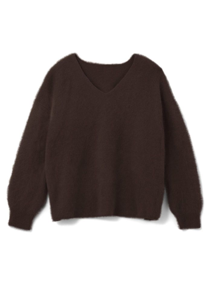 日本 GRL - 明星聯名款 柔軟刷毛V領毛衣-薄荷綠