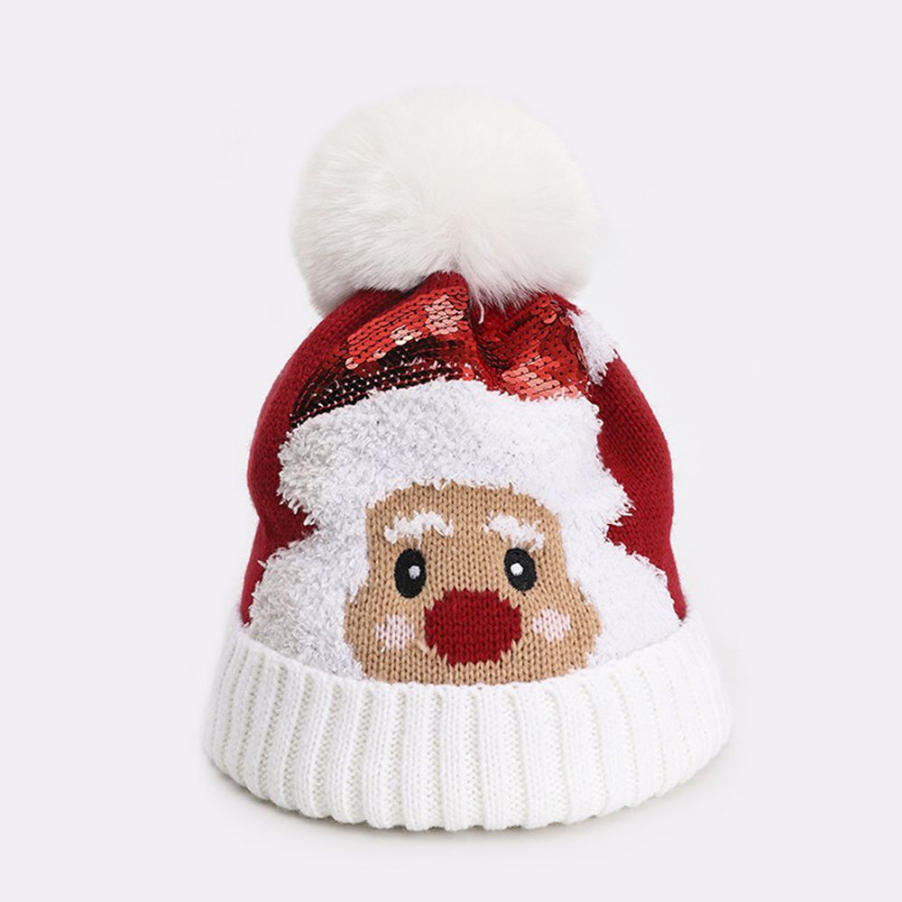 【聖誕限定款】聖誕老人針織帽-白色 (48-52CM（2-6Y）)