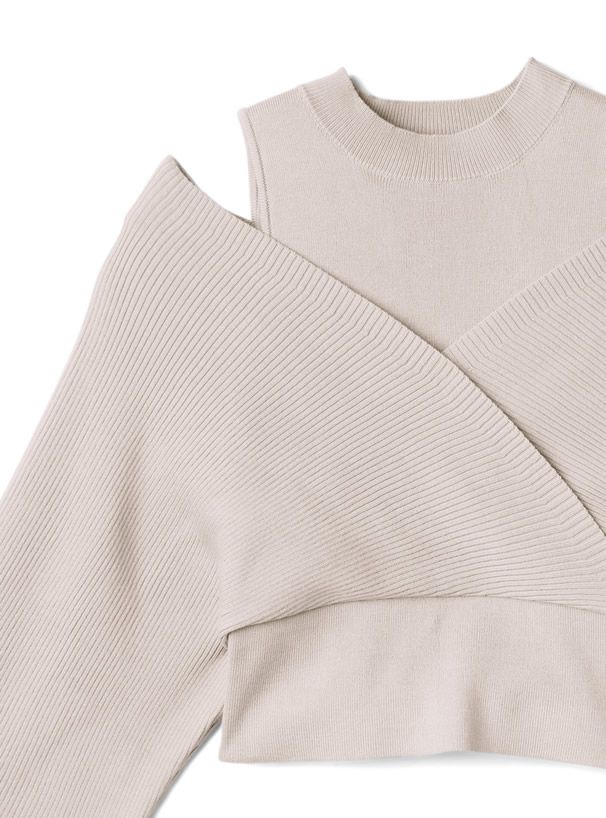 日本 GRL - 微立領挖肩針織上衣-深可可