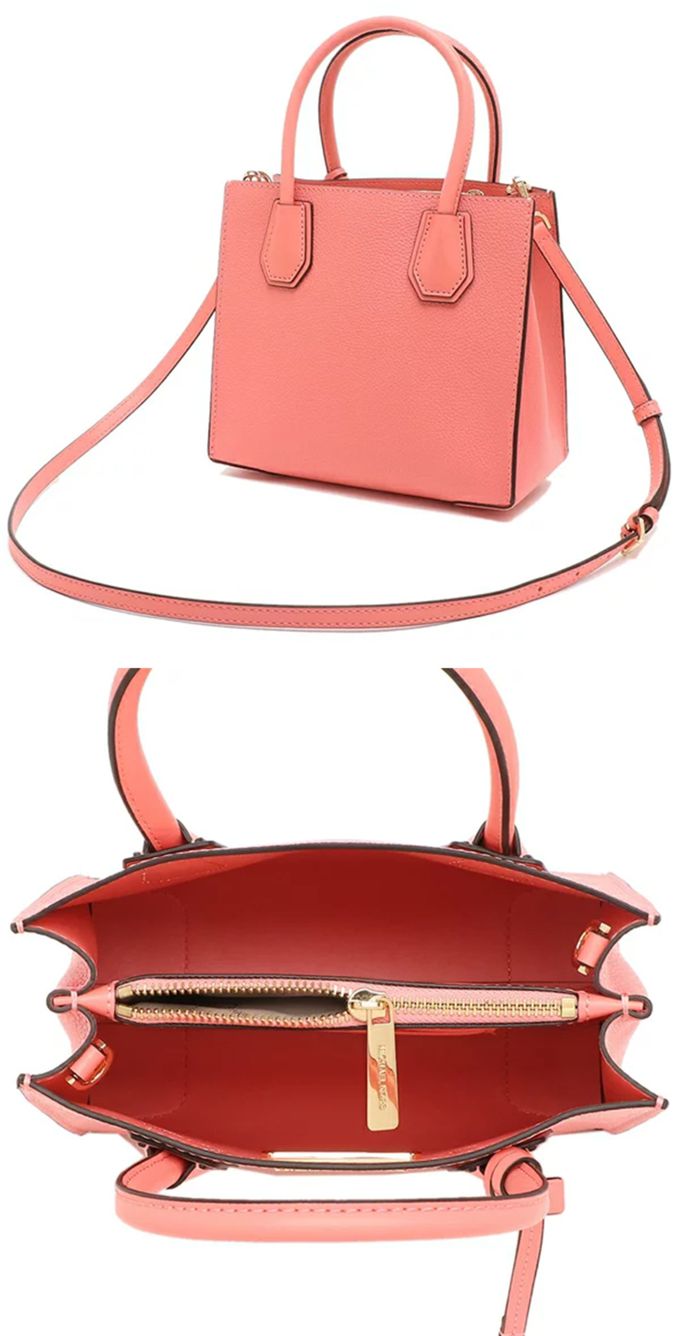 MICHAEL KORS - 素面皮革兩用包-珊瑚色