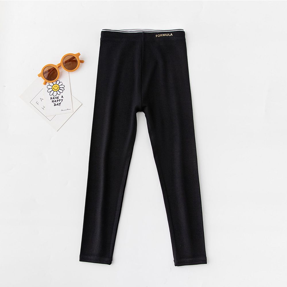 高彈鬆緊腰頭內搭褲-文字款-黑色