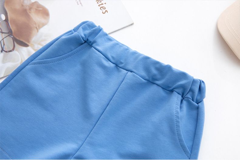 FANMOU - 奧爾棉腰鬆緊運動短褲-飛機-藍色