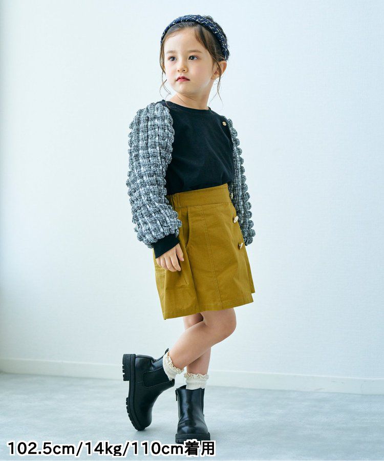 日本 apres les cours - 小奢華金屬鈕扣俏麗褲裙-棕色