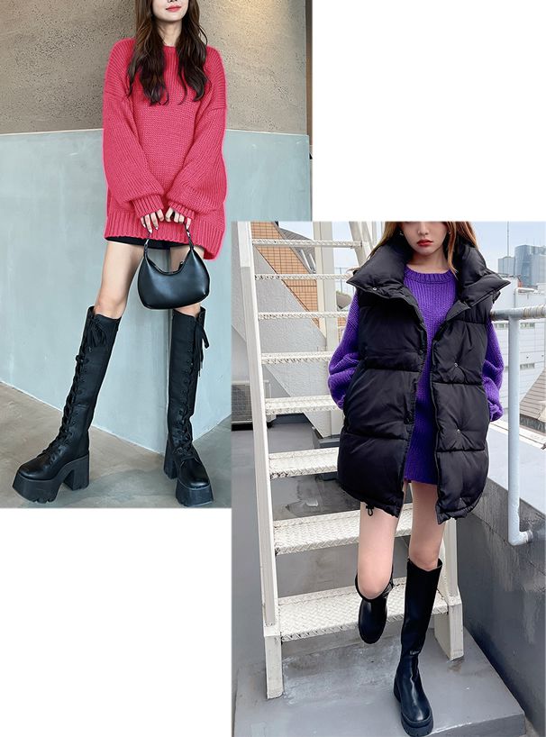 日本 GRL - 慵懶感落肩長版針織上衣-秋日橘 (F)