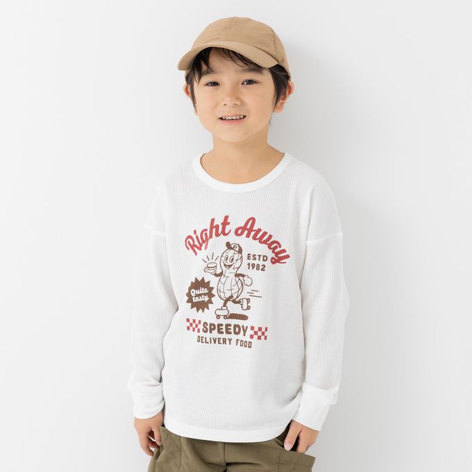 日本 Chil2 - 華夫格舒適薄長袖上衣-墨鏡小狗-奶白