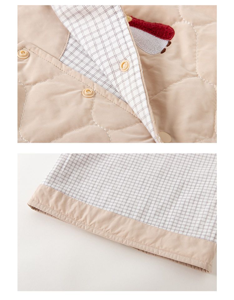 兒童菱紋衍縫鋪棉外套-粉色