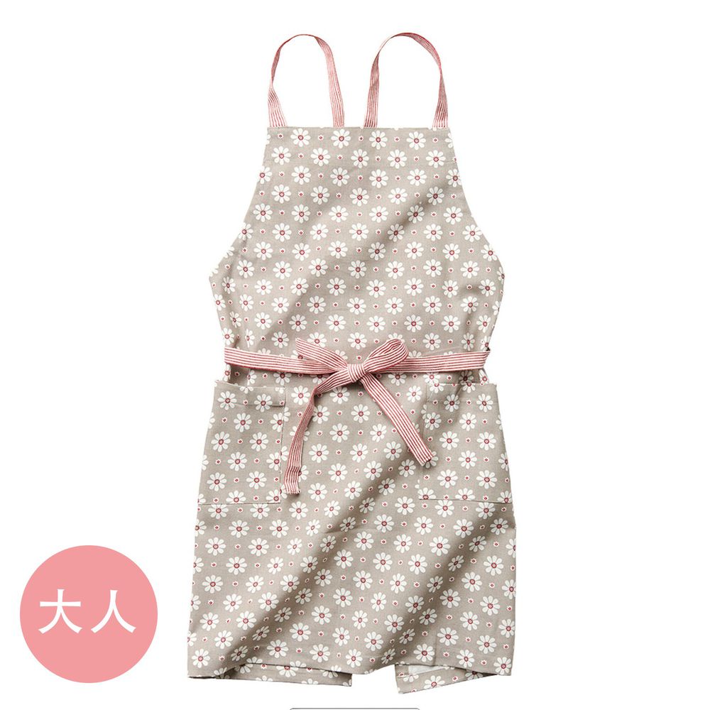 日本代購 - 印度棉大人料理圍裙(雙口袋)-小雛菊-灰